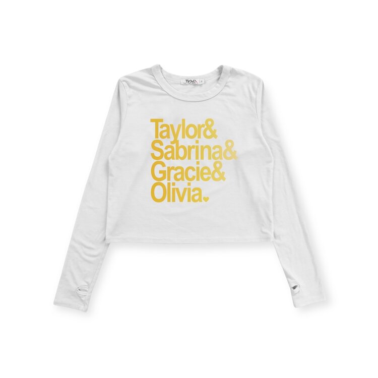 T2 Love Taylor Sabrina Gracie Olivia LS Tee