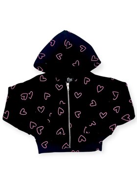 Flowers by Zoe All Over Hearts Zip Hoodie