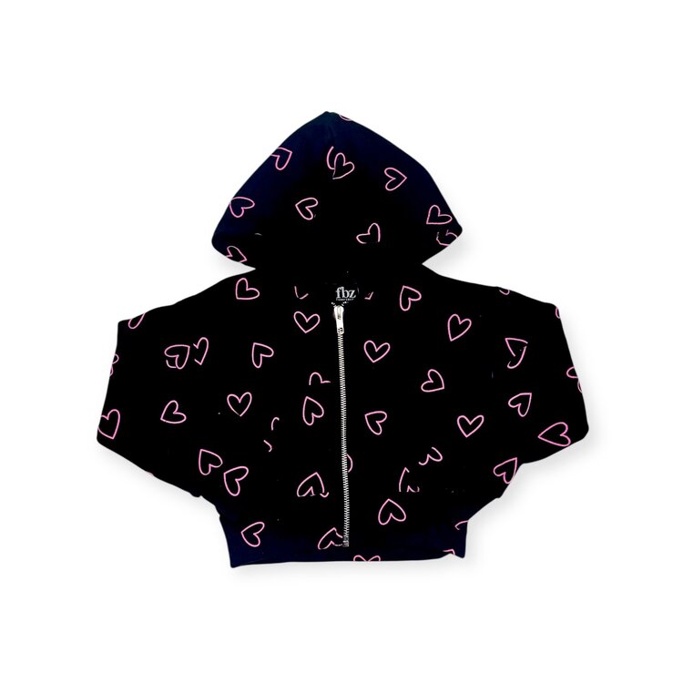 Flowers by Zoe All Over Hearts Zip Hoodie
