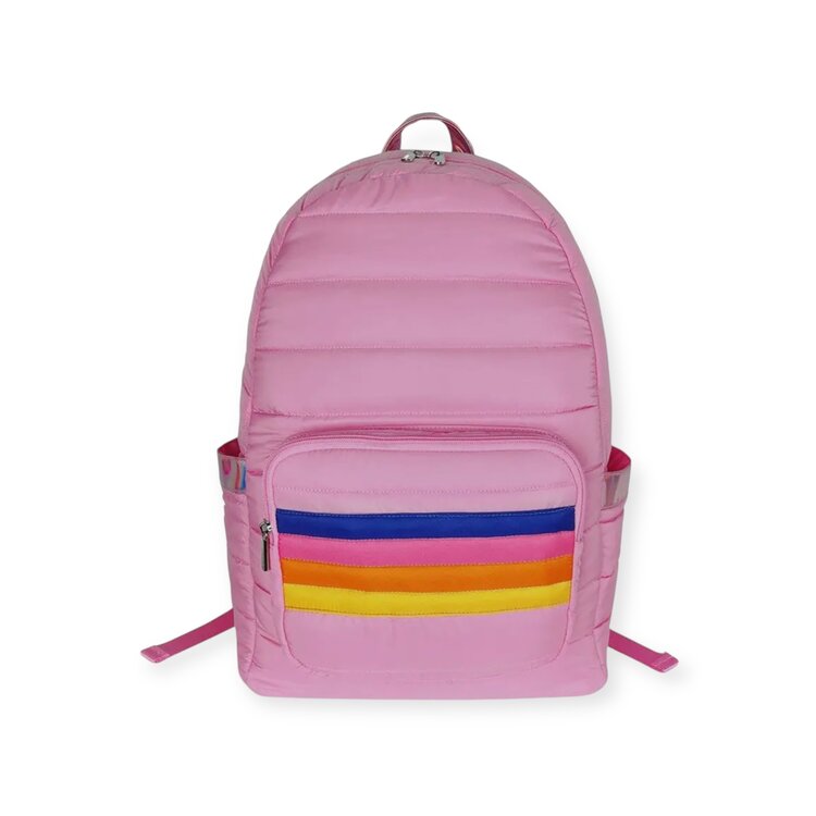 Top Trenz Retro Stripe Puffer Backpack