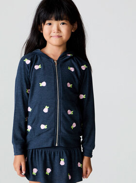 Chaser Allover Rose Buds Zip Hoodie