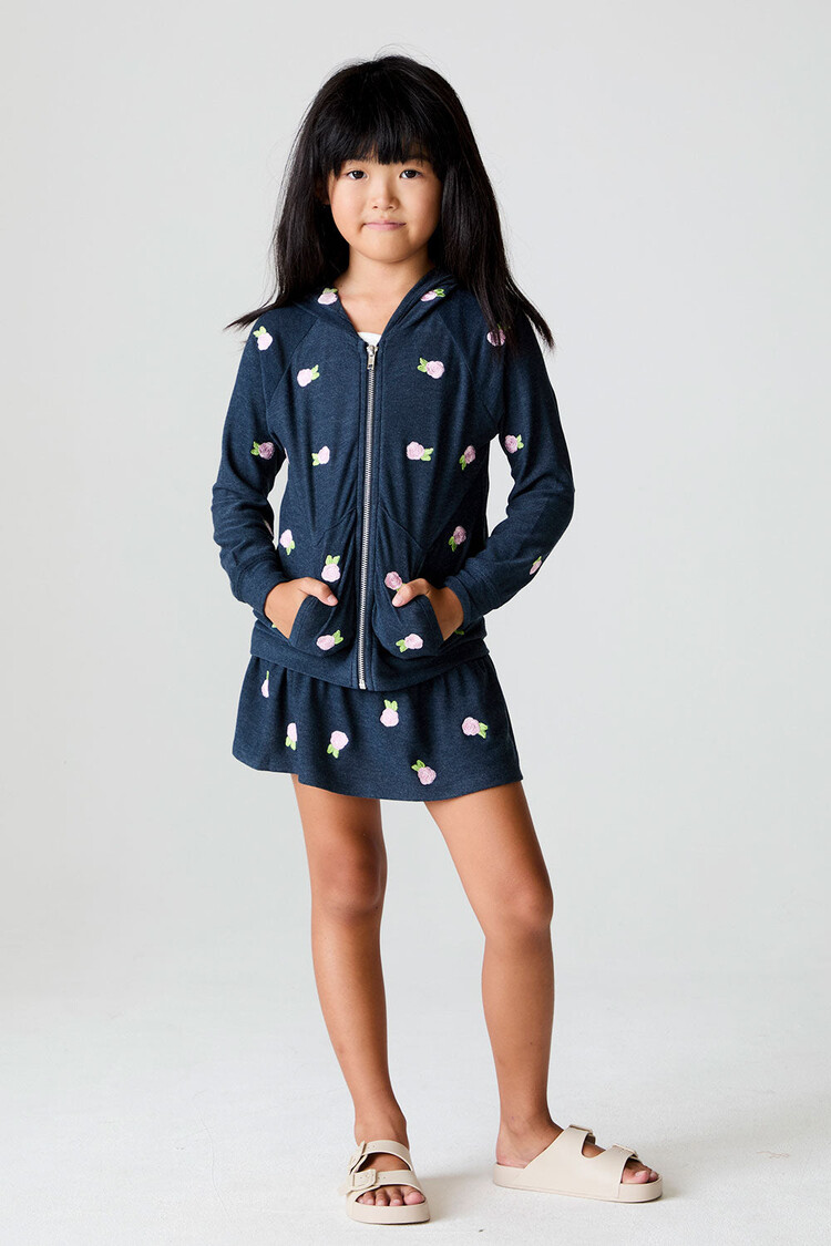 Chaser Allover Rose Buds Zip Hoodie