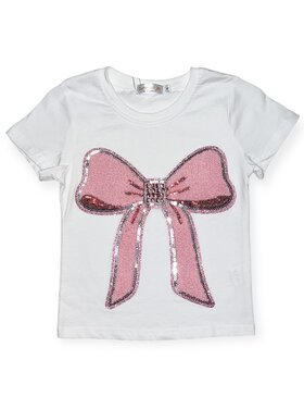 Tweenstyle Big Chenille Bow Rhinestone Tee