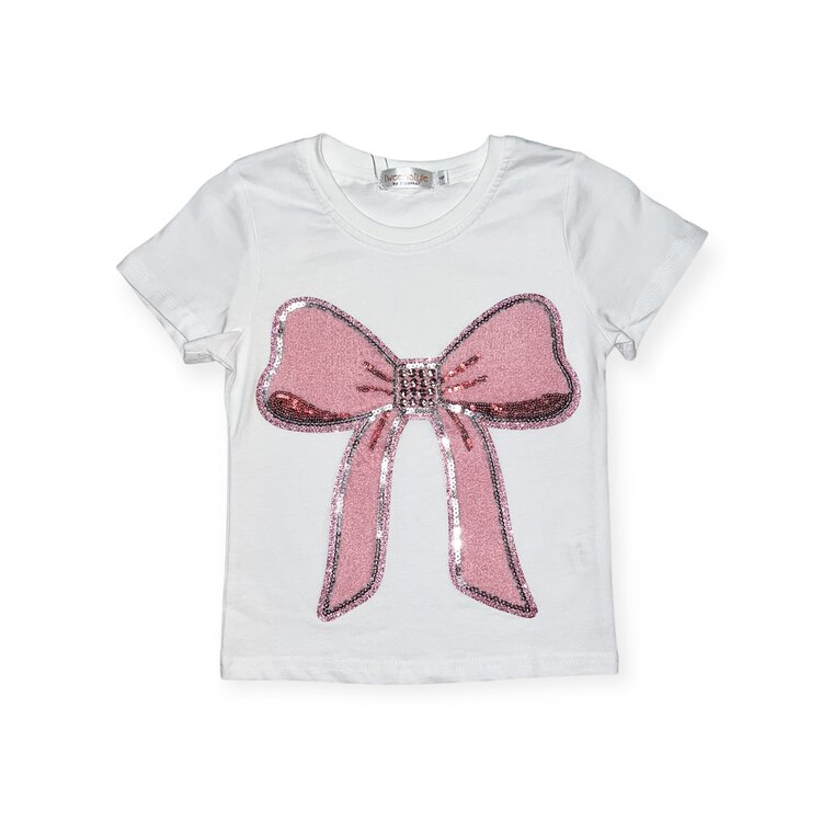 Tweenstyle Big Chenille Bow Rhinestone Tee