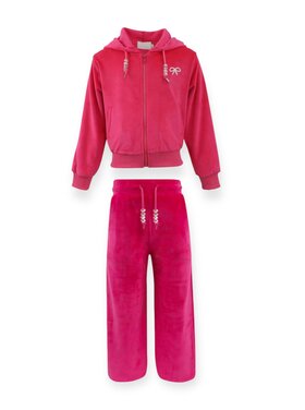 Dollfaced Kids Crystal Bow Velour Plush Jogger Set
