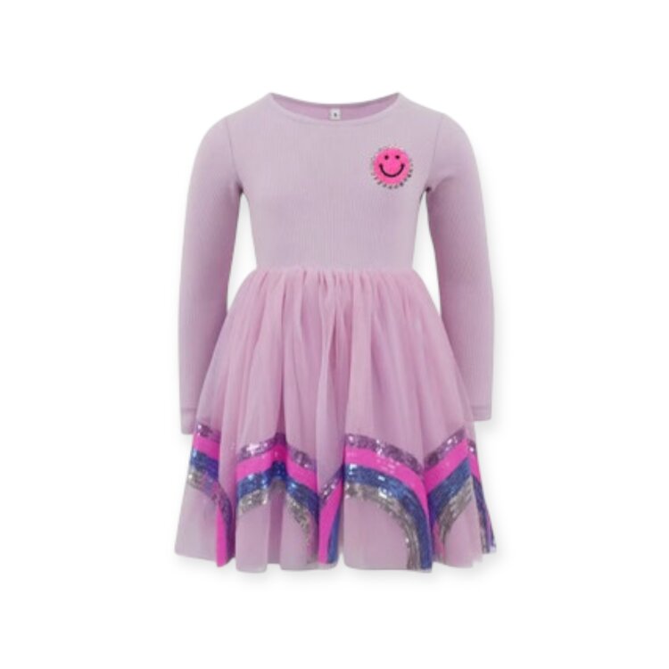 Dollfaced Kids Smiley Rainbow LS Dress
