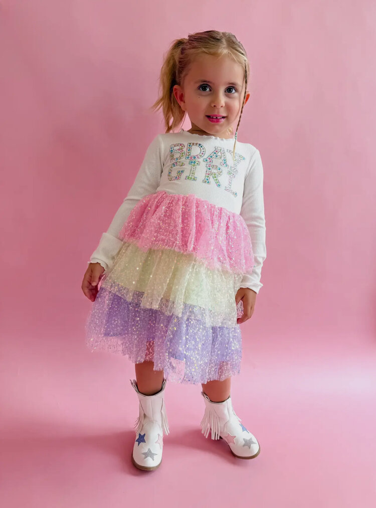 Ellie & Mila Bday Girl Rhinestone Dress