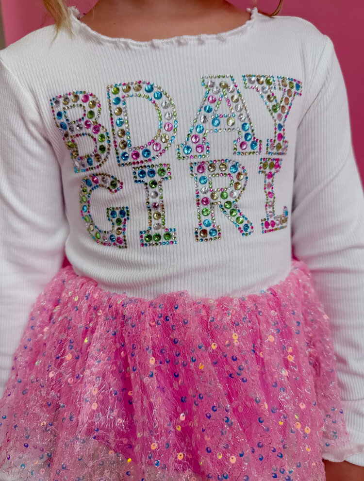 Ellie & Mila Bday Girl Rhinestone Dress