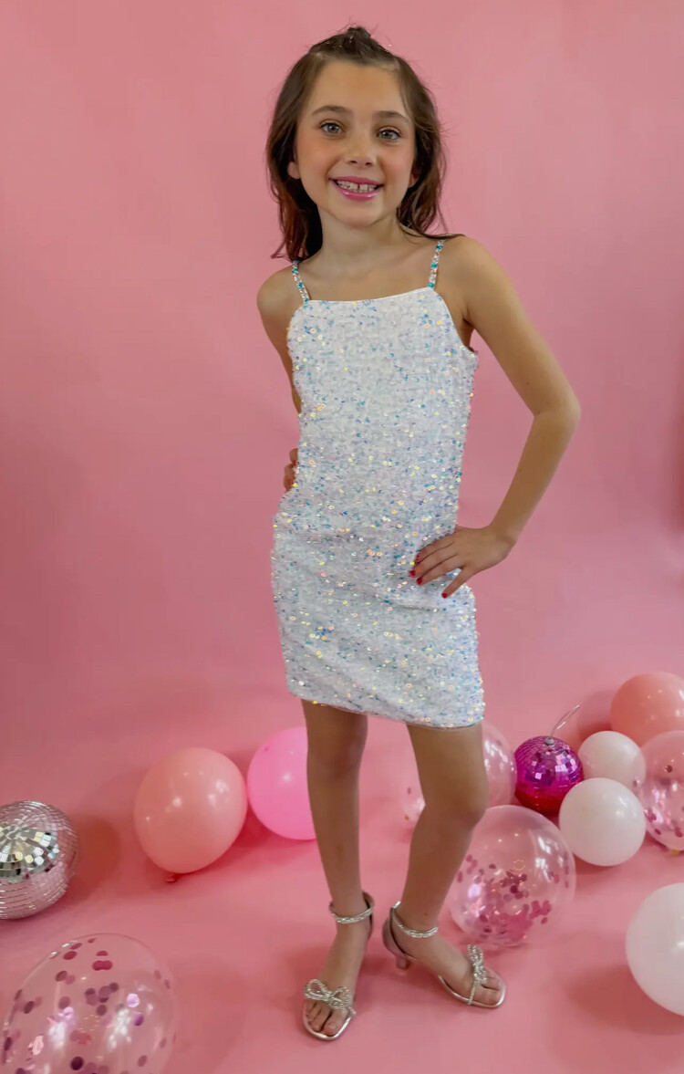 Ellie & Mila White Sequin Dress