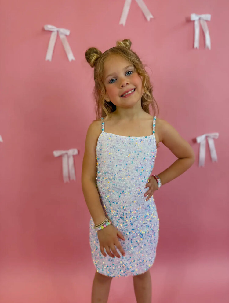 Ellie & Mila White Sequin Dress