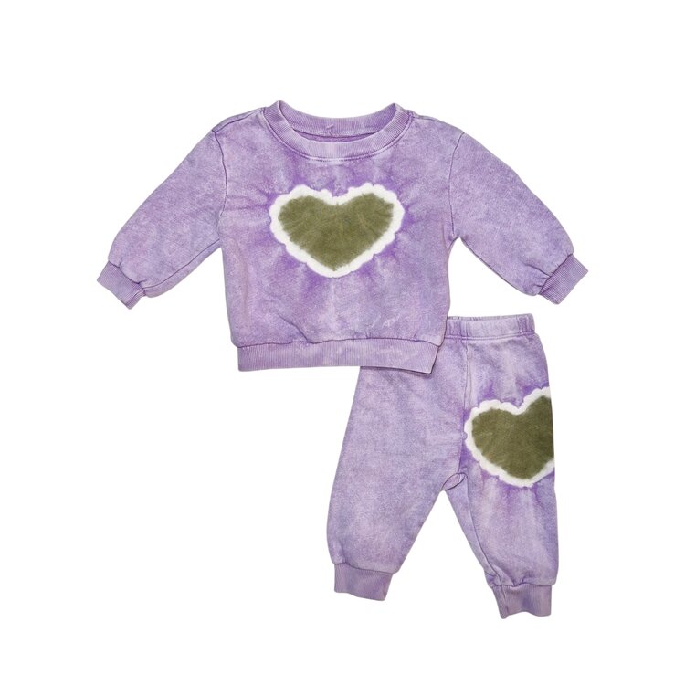 Californian Vintage Infant Tie Dye Heart Pullover Set