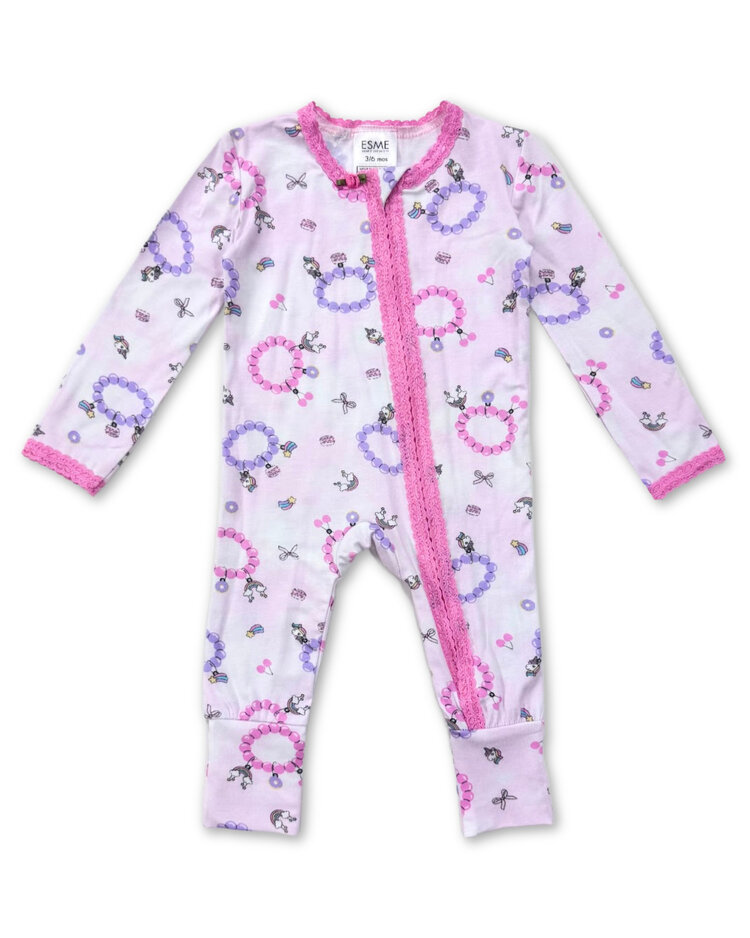 Esme Charms Lace Trim Flip Footie