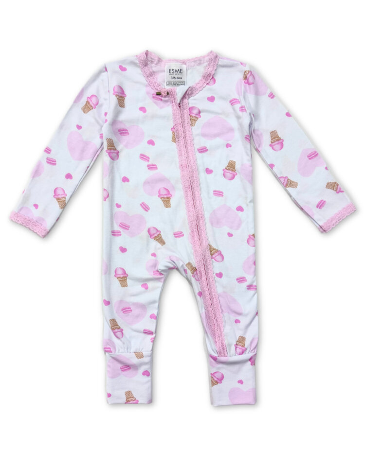 Esme Sweet Ice Cream Lace Trim Flip Footie