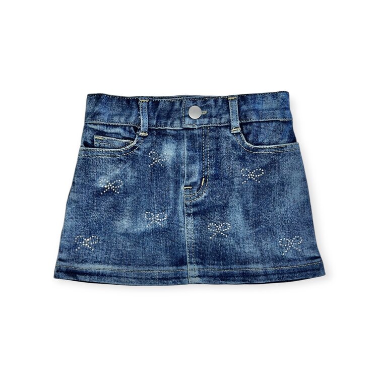 Flowers by Zoe Crystal Bows Denim Skirt