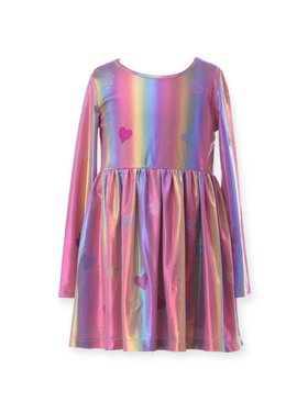 Rockwilde Rhinestone Heart Metallic LS Dress