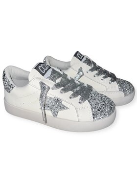 CALAKIDS XO Silver Glitter Star Sneakers
