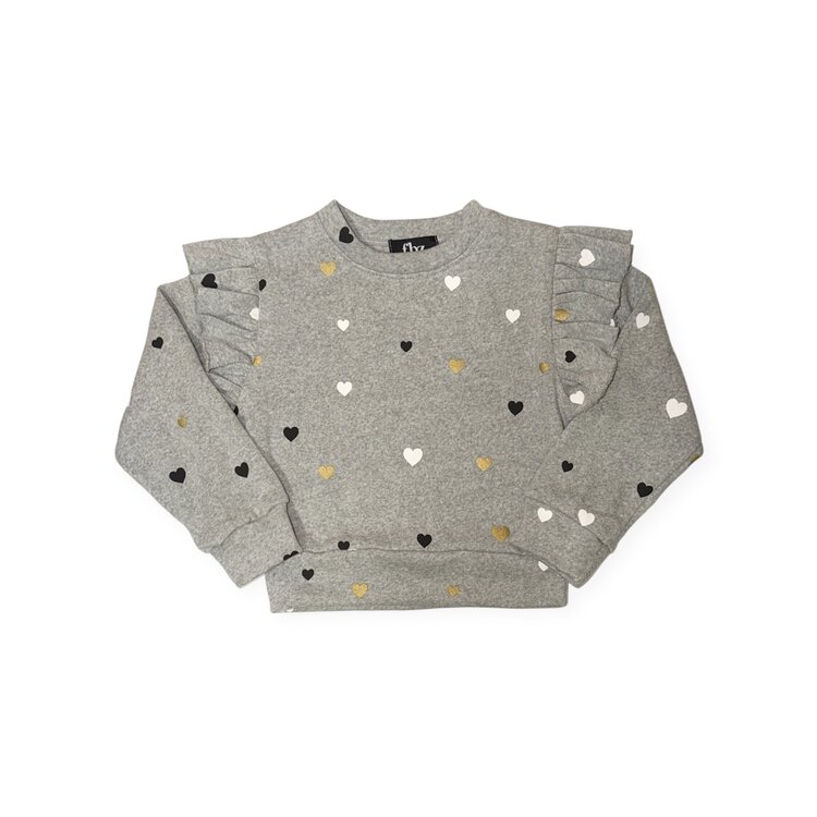 Flowers by Zoe Mini Hearts Ruffle Sweatshirt