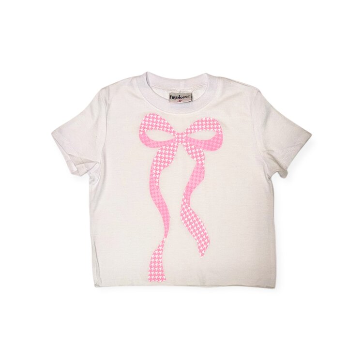 Firehouse Pink Gingham Bow Tee