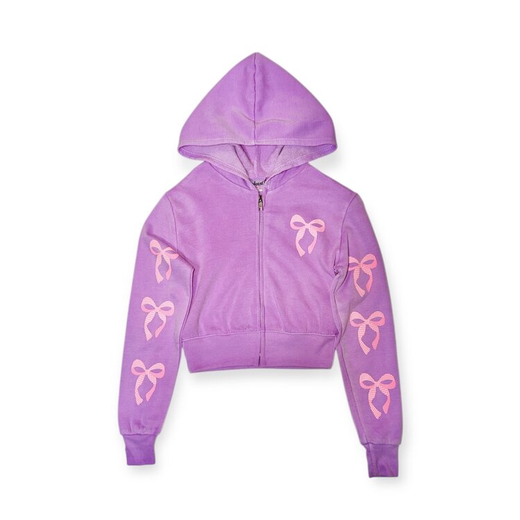 Firehouse Pink Gingham Bow Zip Hoodie