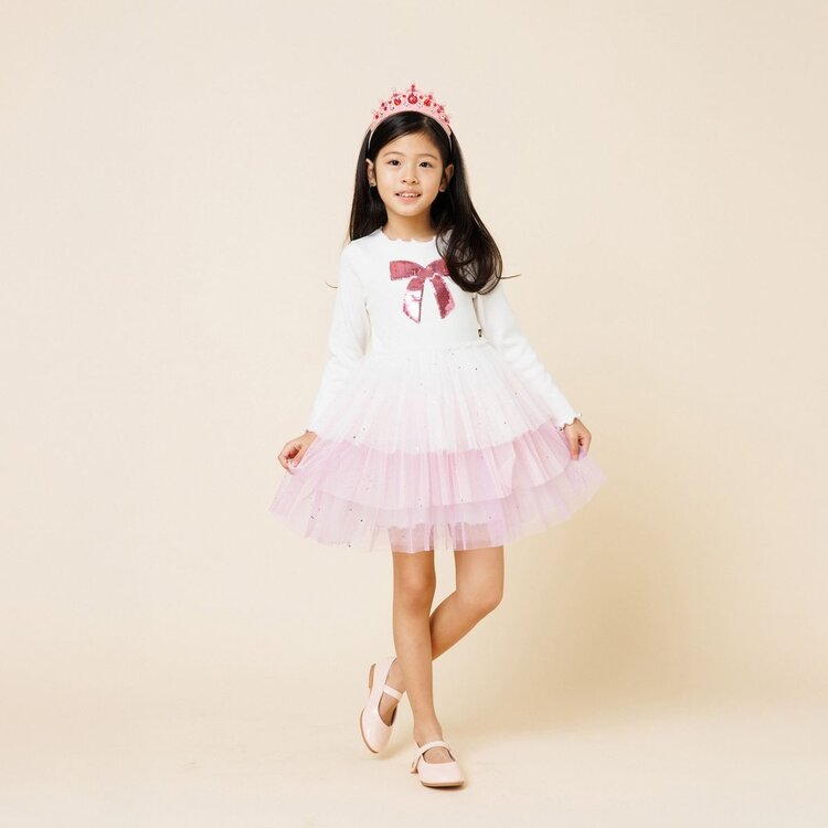 Petite Hailey Bow 3 Layered Tutu Dress