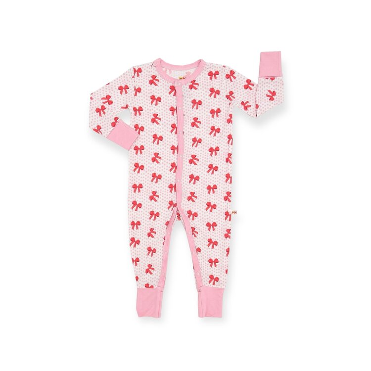 Petite Hailey Pink Bows Bamboo Romper
