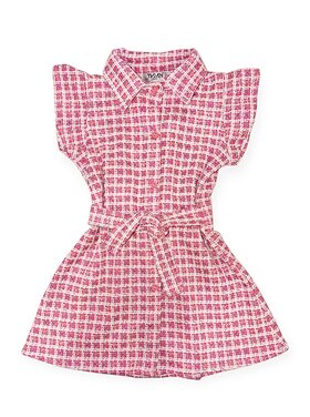 T2 Love Check SS Button Front Dress