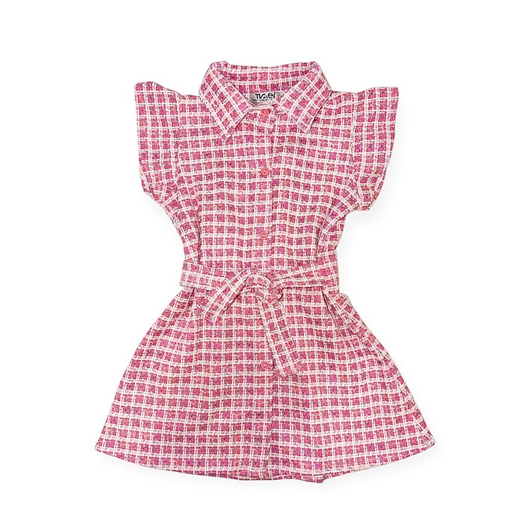 T2 Love Check SS Button Front Dress