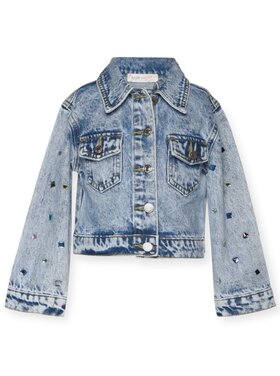 Sara Sara Rhinestone Acid Wash Jacket
