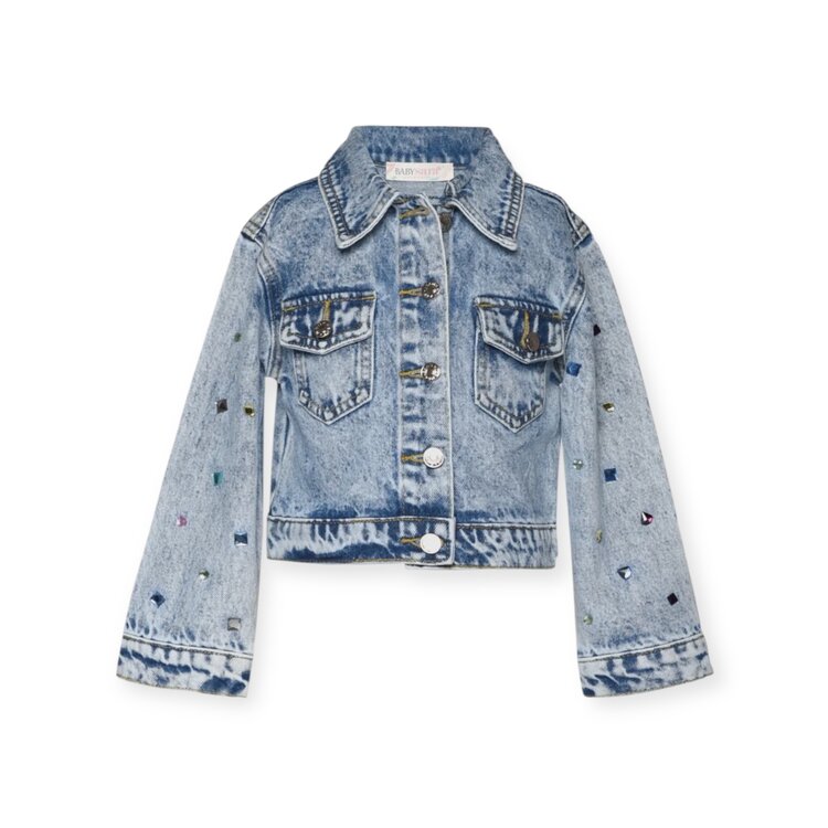Sara Sara Rhinestone Acid Wash Jacket