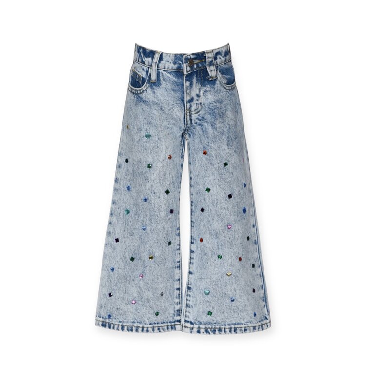 Sara Sara Rhinestone Acid Wash Jeans