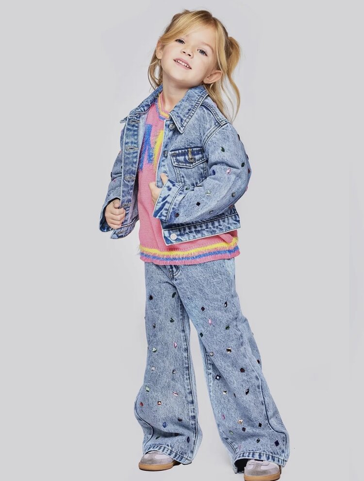 Sara Sara Rhinestone Acid Wash Jeans