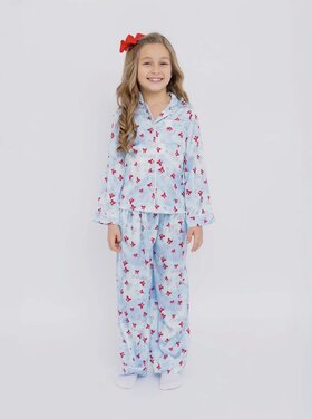 Preppy Goose Disco Cherries Satin LS PJ Set