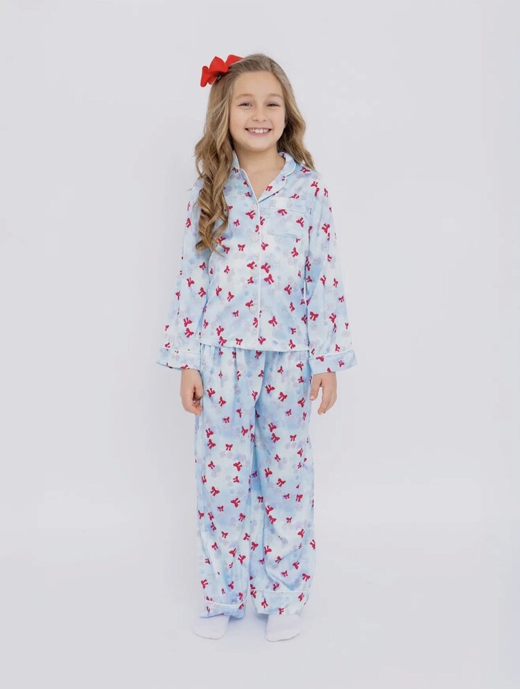 Preppy Goose Disco Cherries Satin LS PJ Set