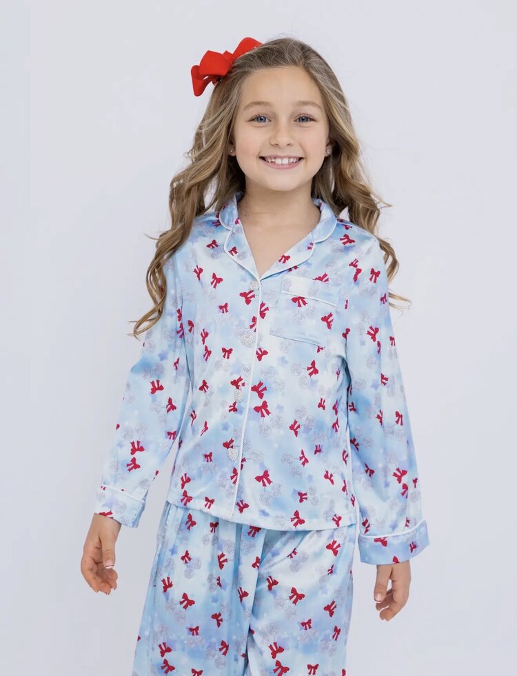 Preppy Goose Disco Cherries Satin LS PJ Set