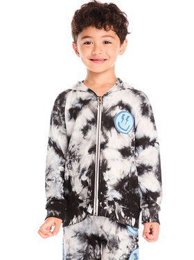 Chaser Tie Dye Smiley Bolt Zip Hoodie
