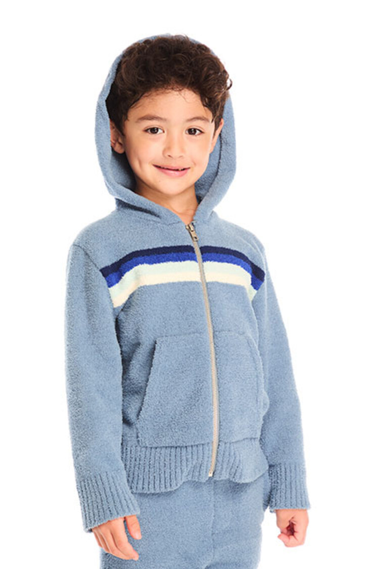 Chaser Fuzzy Fleece Stripe Zip Hoodie