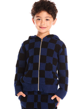 Chaser Fuzzy Fleece Mountain Check Zip Hoodie