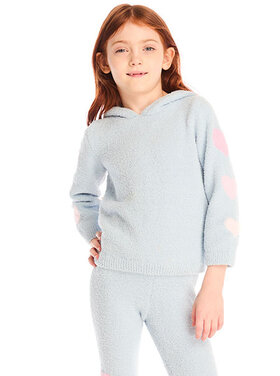 Chaser Fuzzy Fleece Hearts Sleeve Pullover Hoodie