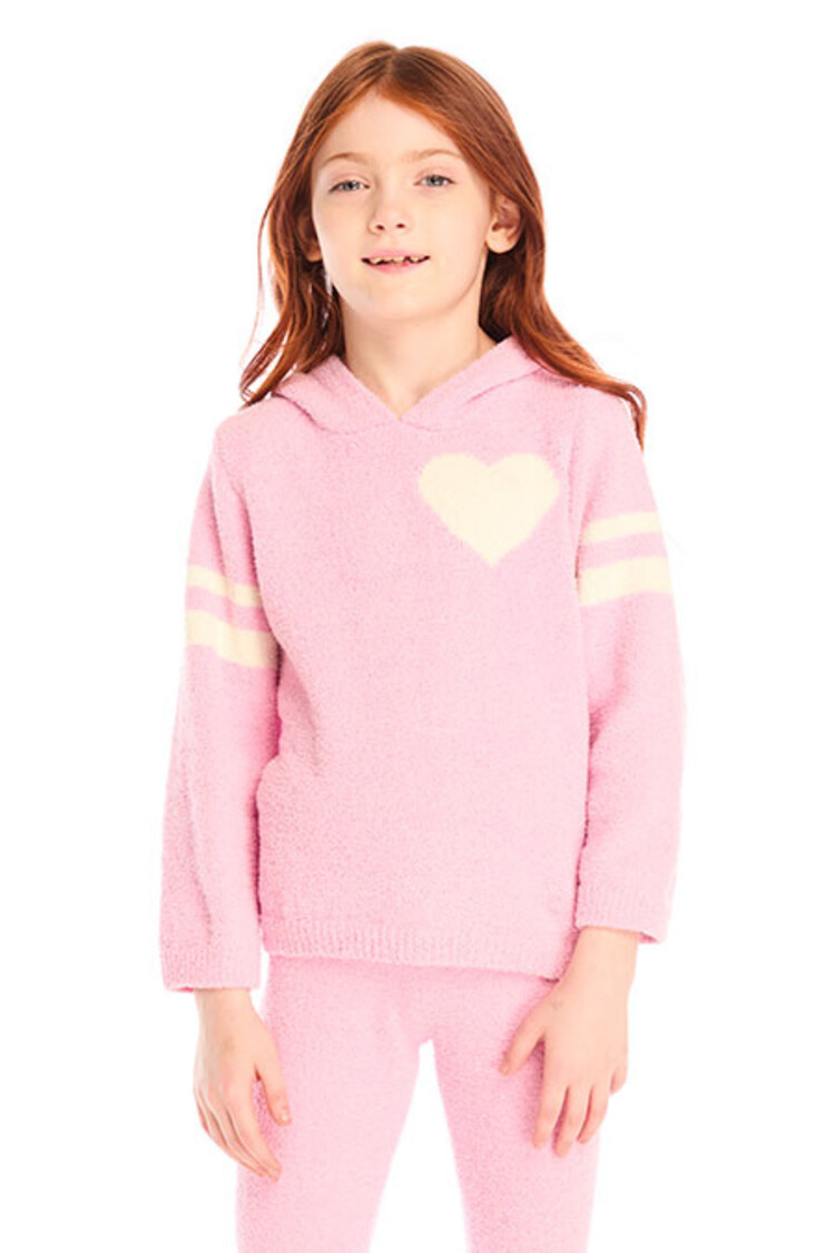 Chaser Fuzzy Fleece Heart Pullover Hoodie