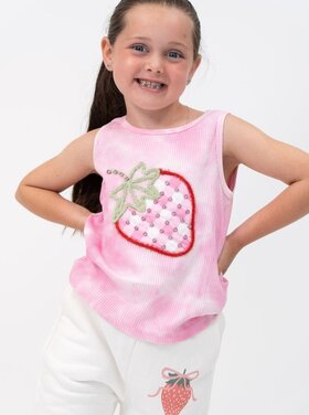 Tweenstyle Strawberry Embellished Tie Dye Tank