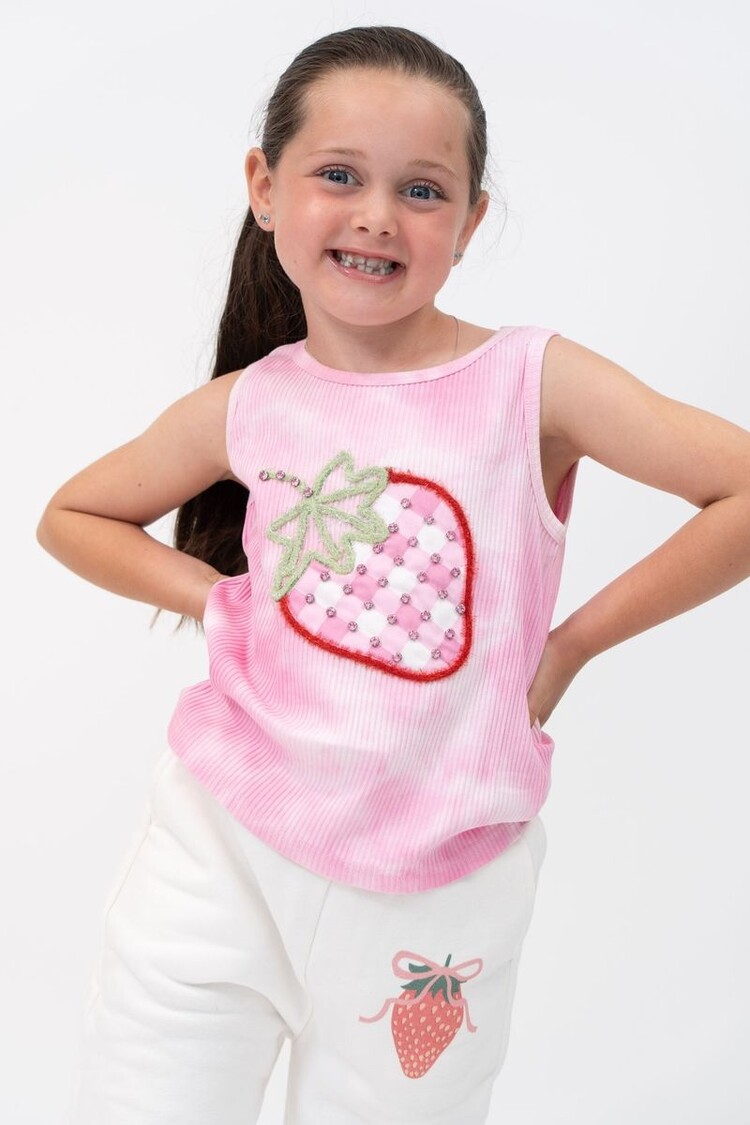 Tweenstyle Strawberry Embellished Tie Dye Tank