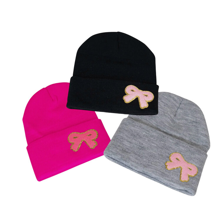 Malibu Sugar Pink Bow Patch Beanie