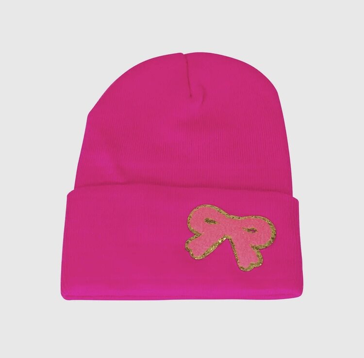 Malibu Sugar Pink Bow Patch Beanie