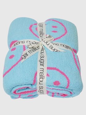 Malibu Sugar Smiley Face Plush Throw Blanket
