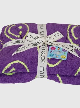 Malibu Sugar Smiley Face Plush Throw Blanket
