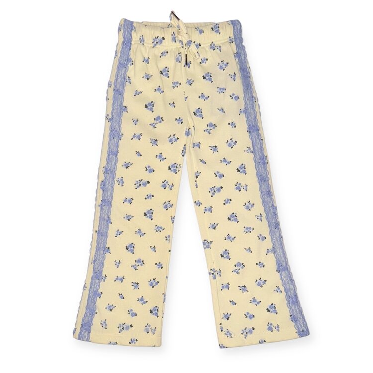 Flowers by Zoe Blue Floral Wide Leg Jogger