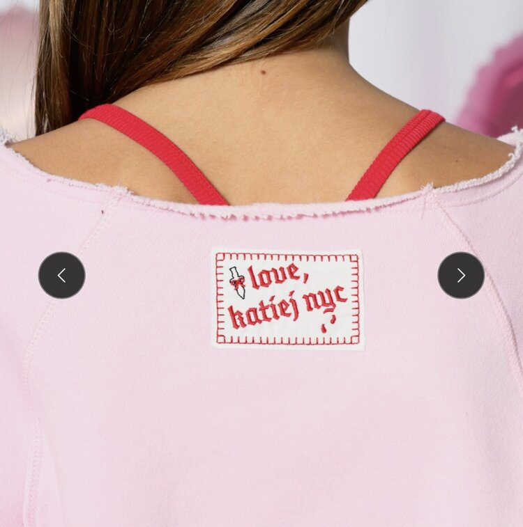 Katie J NYC Shane Drip Heart Off Shoulder Crop