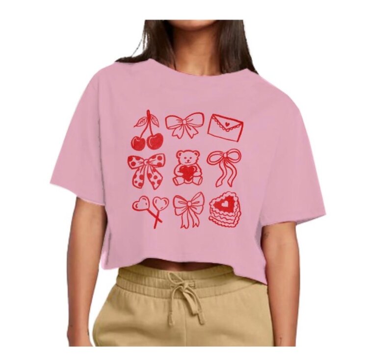 Prince Peter Cherry & Bow Boxy Crop Tee