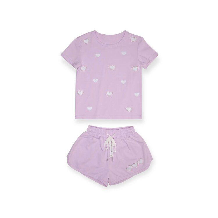 Mini Dreamers Chelsea Crystal Hearts Short Set