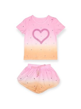 Mini Dreamers Cora Crystal Heart Dip Dye Short Set